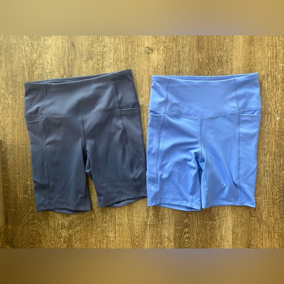 Women's Blue and Black Athletic Shorts - Picture 1 of 2